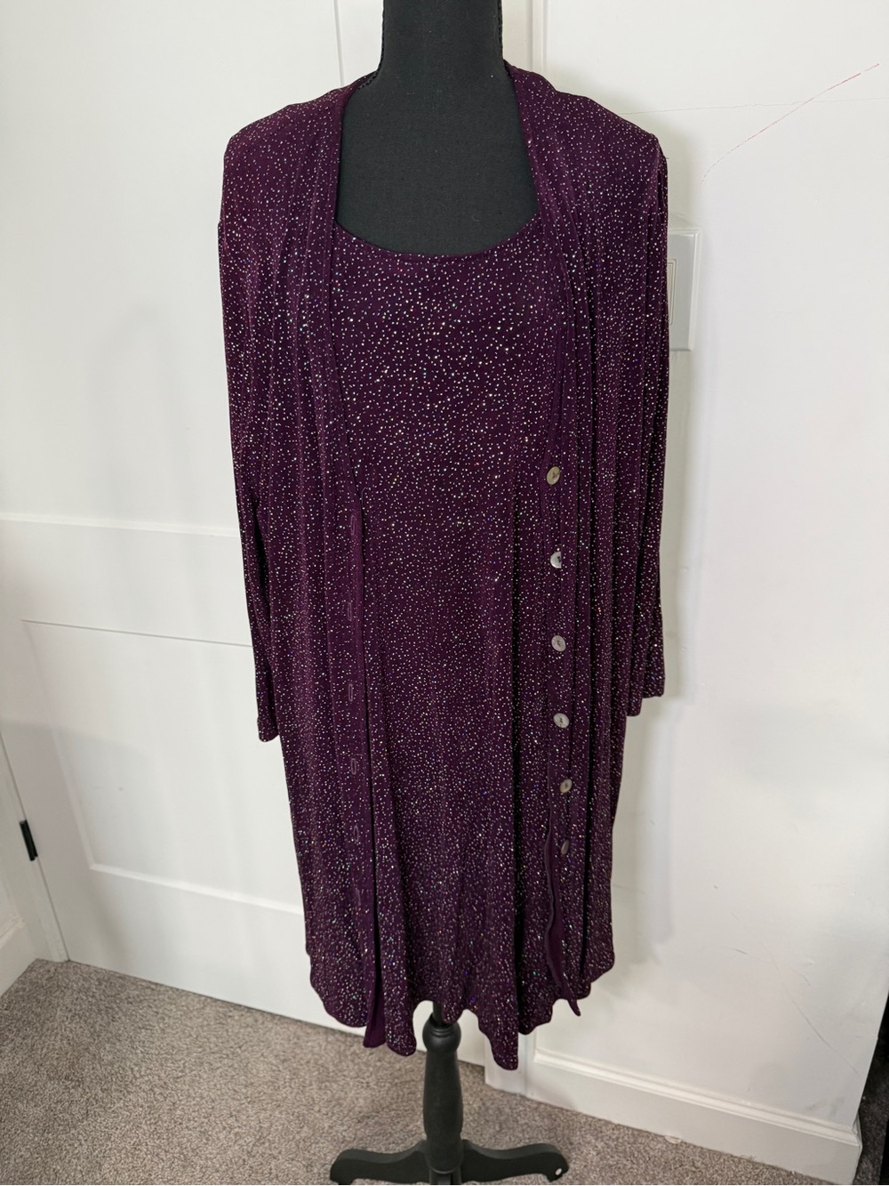Vintage Rabbit Rabbit Rabbit Designs Purple Glitter Dress & Jacket Set 18W EUC 💜